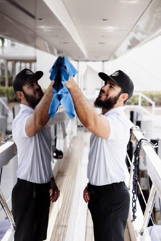 Island Tuff Marine crew polishing a yacht exterior