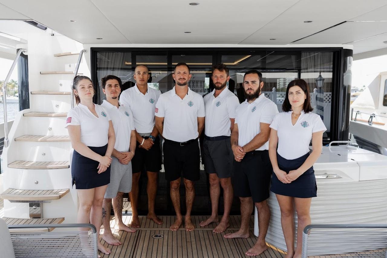 Island Tuff Marine uniformed crew aboard a luxury yacht